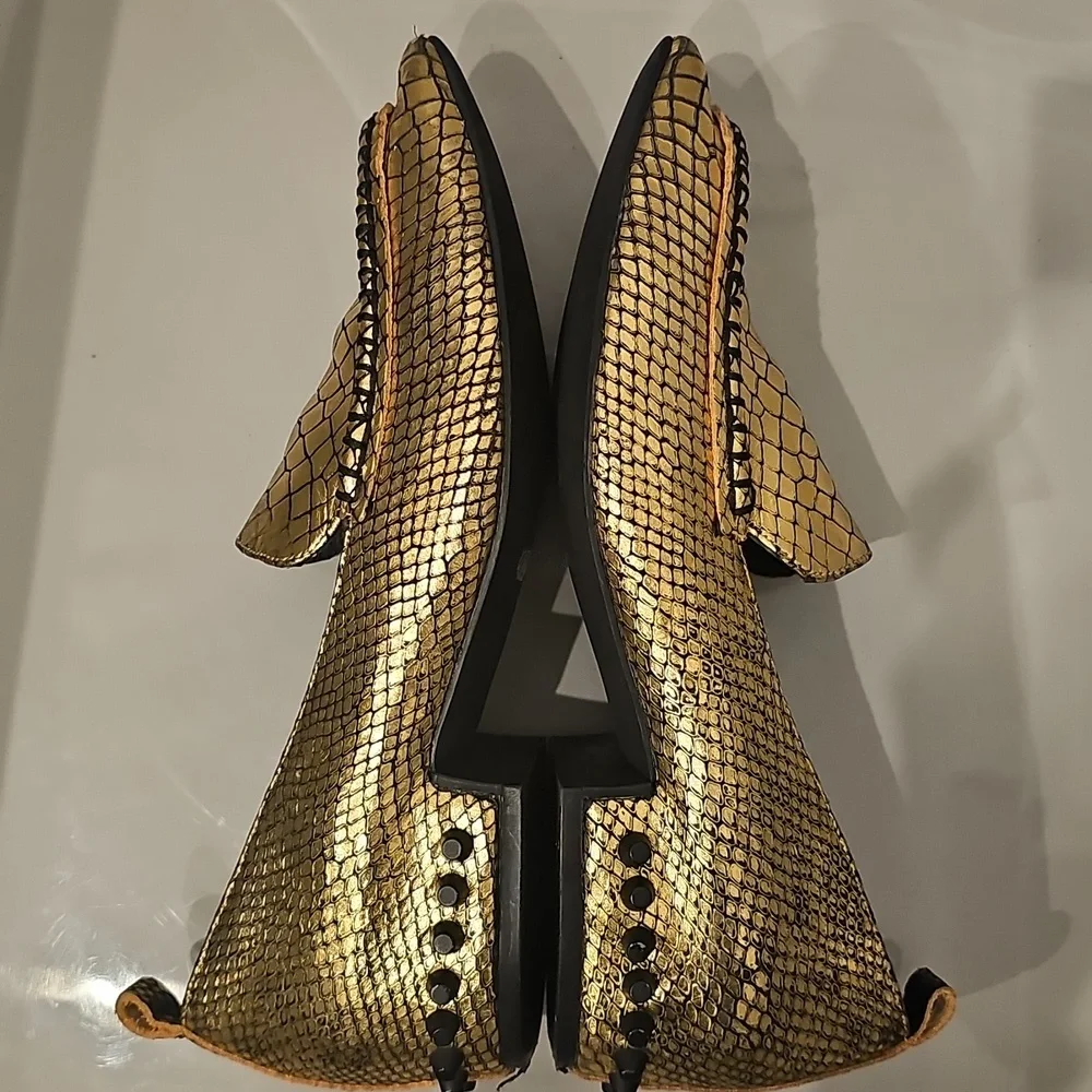 Jeffrey Campbell Metallic Gold Leather Loafers